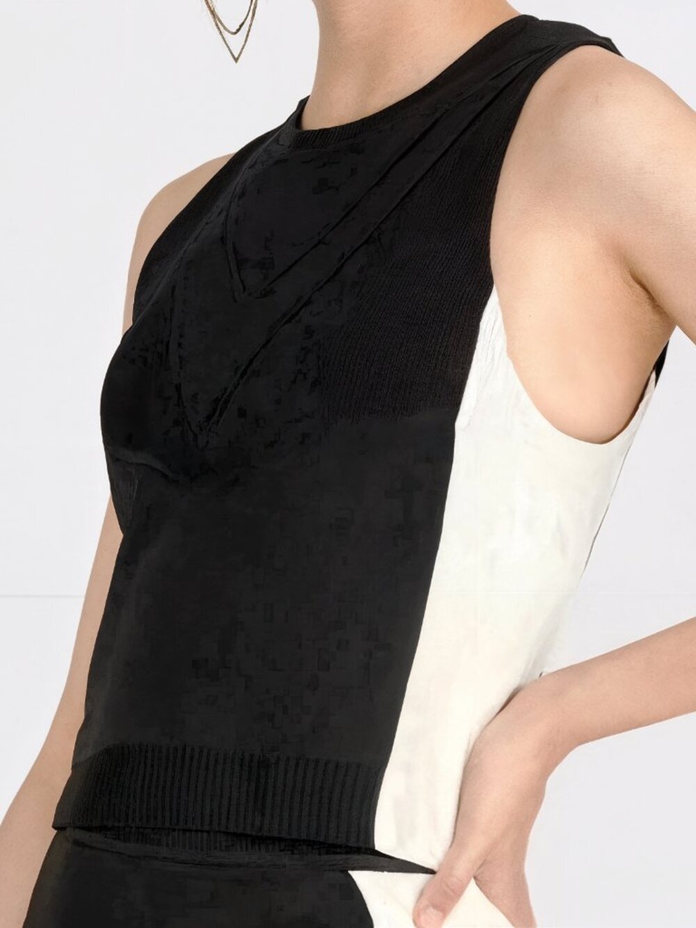 Rachel Roy Black & White Color Block Knit Sleeveless Top | Sz L | O: $69 🖤 NWT
